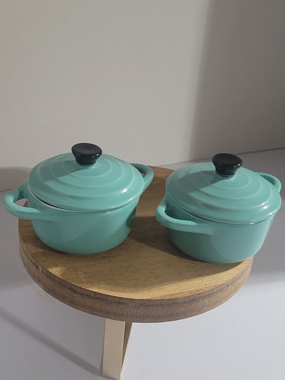 Aqua Ceramic Mini Casserole Dish with Lid - Set of 2